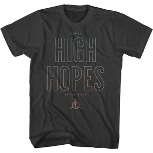 Panic At The Disco Distressed High Hopes Gradient Text Adult Smoke Tee Shirt - Yoga Clothing for You