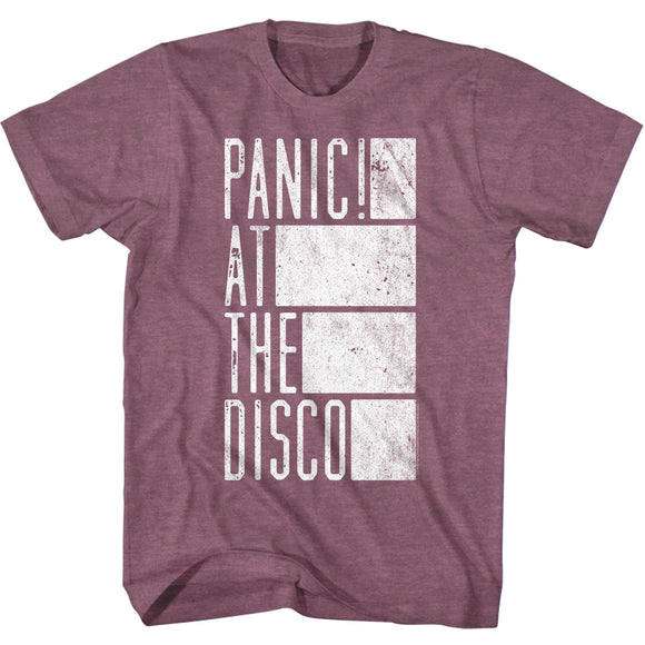 Panic At The Disco Distressed Block Text Maroon Heather Tee Shirt - Yoga Clothing for You