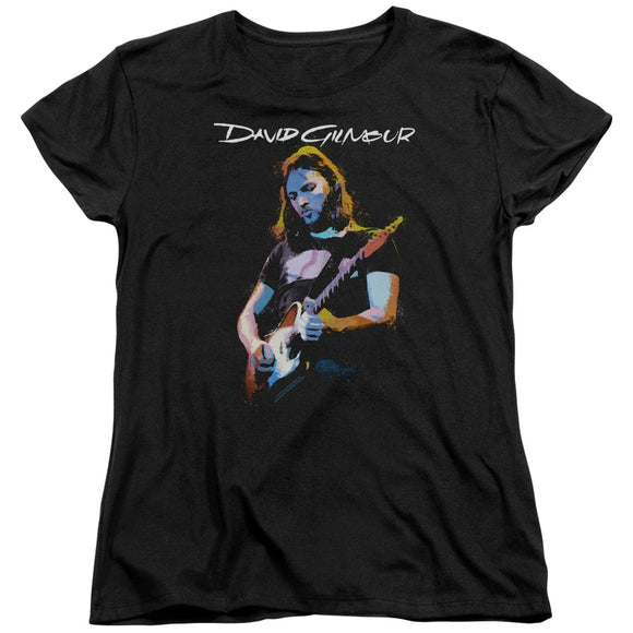 David Gilmour Womens T-Shirt Classic Portrait Black Tee - Yoga Clothing for You