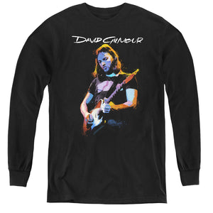 David Gilmour Kids Long Sleeve Shirt Classic Portrait Black Tee - Yoga Clothing for You