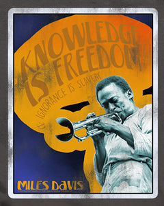 Miles Davis Slim Fit V-Neck T-Shirt Knowledge is Freedom Charcoal Tee - Yoga Clothing for You