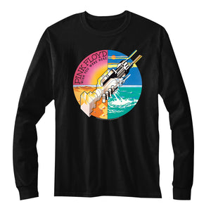 Pink Floyd Long Sleeve T-Shirt Wish You Were Here Vinyl Black Tee - Yoga Clothing for You