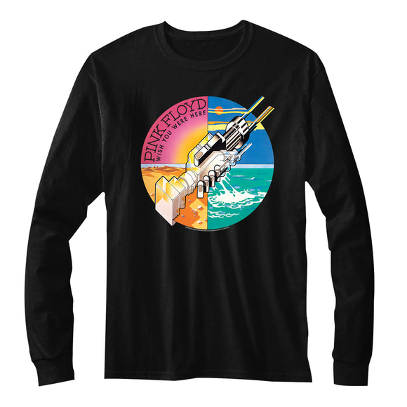 Pink Floyd Long Sleeve T-Shirt Wish You Were Here Vinyl Black Tee - Yoga Clothing for You