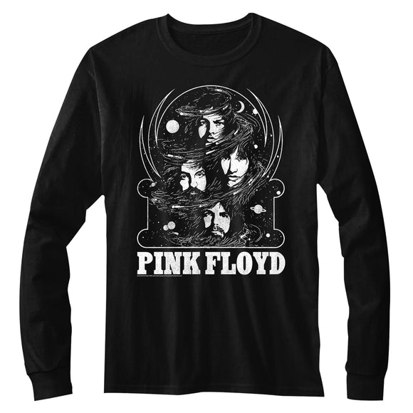 Pink Floyd Long Sleeve T-Shirt Head Shots in the Galaxy Black Tee - Yoga Clothing for You