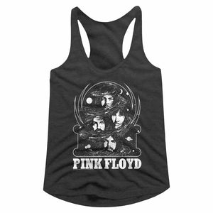 Pink Floyd Ladies Racerback Tanktop Head Shots in the Galaxy Dark Grey Tank - Yoga Clothing for You