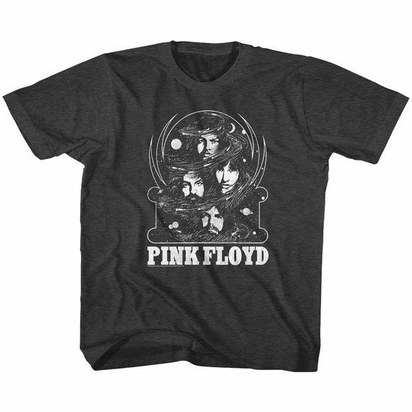 Pink Floyd Kids T-Shirt Head Shots in the Galaxy Black Heather Tee - Yoga Clothing for You