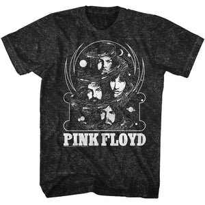Pink Floyd T-Shirt Head Shots in the Galaxy Mineral Washed Tee - Yoga Clothing for You
