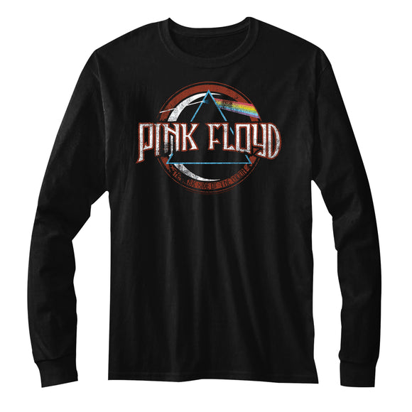Pink Floyd Long Sleeve T-Shirt Distressed The Dark Side of The Moon Black Tee - Yoga Clothing for You