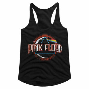 Pink Floyd Ladies Racerback Distressed The Dark Side of The Moon Black Tank - Yoga Clothing for You