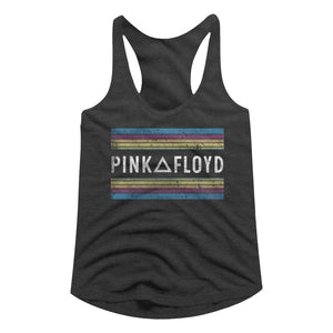 Pink Floyd Ladies Racerback Rainbows Dark Grey Heather Tank - Yoga Clothing for You