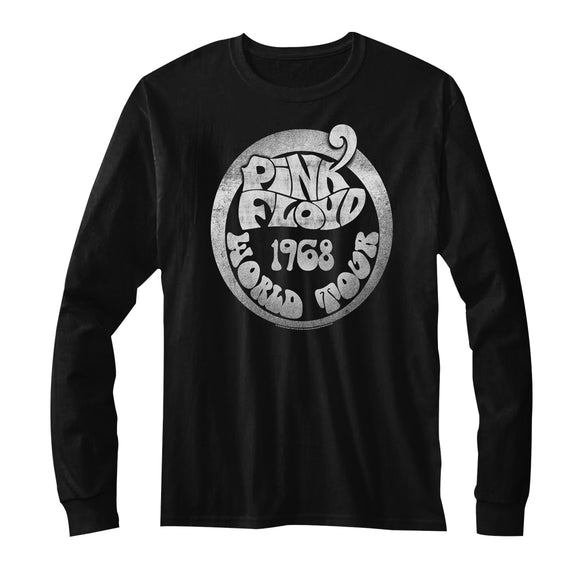 Pink Floyd Long Sleeve T-Shirt 1968 World Tour Black Tee - Yoga Clothing for You