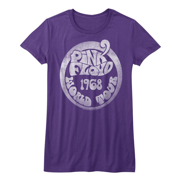 Pink Floyd Juniors T-Shirt 1968 World Tour Purple Tee - Yoga Clothing for You