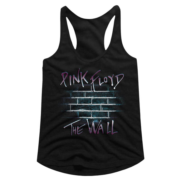 Pink Floyd Ladies Racerback The Wall Purple Gradient Black Tank Top - Yoga Clothing for You