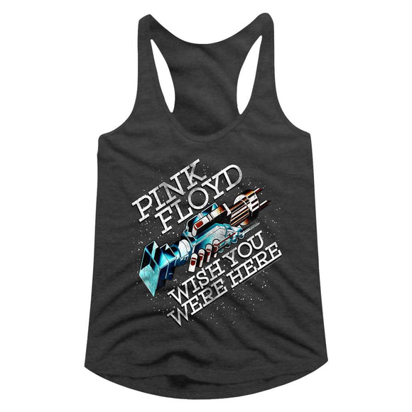 Pink Floyd Ladies Racerback Wish You Were Here In Space Dark Grey Tank Top - Yoga Clothing for You