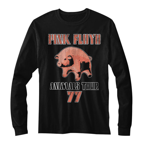 Pink Floyd Long Sleeve T-Shirt Animals Tour 77 Black Tee - Yoga Clothing for You