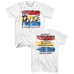 The Police Tall T-Shirt Synchronicity Front and Back White Tee - Yoga Clothing for You