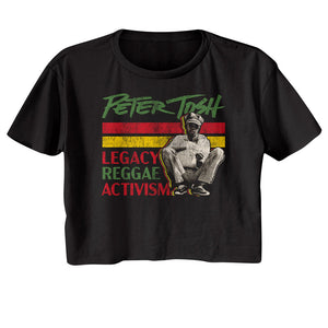 Peter Tosh Legacy Reggae Activism Ladies Black Crop Shirt - Yoga Clothing for You