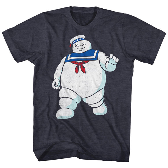 The Real Ghostbusters T-Shirt Mr Stay Puft Navy Heather Tee - Yoga Clothing for You