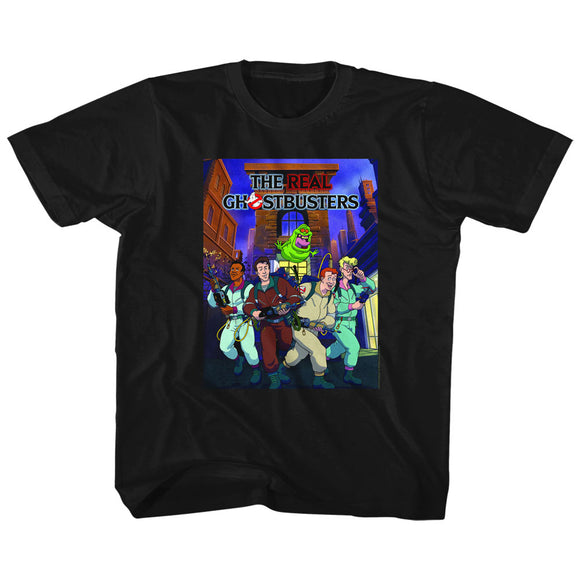 The Real Ghostbusters Kids T-Shirt Poster Black Tee - Yoga Clothing for You
