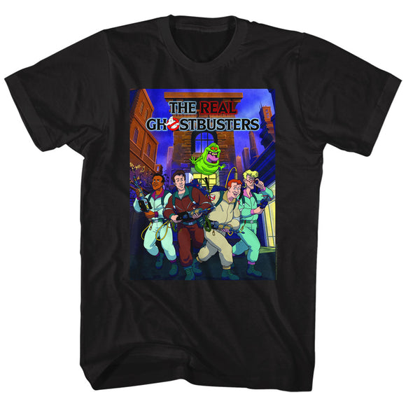 The Real Ghostbusters Tall T-Shirt Poster Black Tee - Yoga Clothing for You