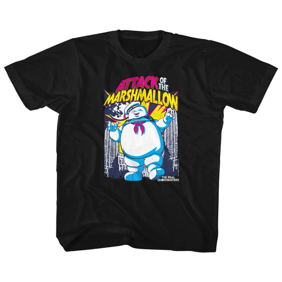 The Real Ghostbusters Kids T-Shirt Attack of the Marshmallow Black Tee - Yoga Clothing for You
