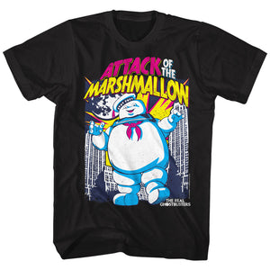 The Real Ghostbusters T-Shirt Attack of the Marshmallow Black Tee - Yoga Clothing for You