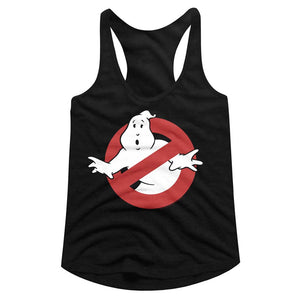 The Real Ghostbusters Ladies Racerback Tanktop No Ghost Sign Black Tank - Yoga Clothing for You