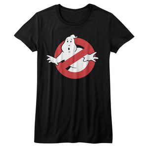 The Real Ghostbusters Juniors T-Shirt No Ghost Sign Black Tee - Yoga Clothing for You
