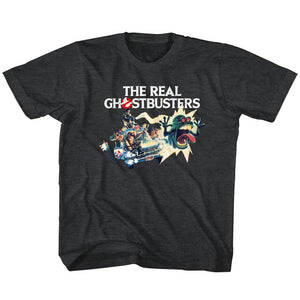 The Real Ghostbusters Toddler T-Shirt Car Poster Black Heather Tee - Yoga Clothing for You