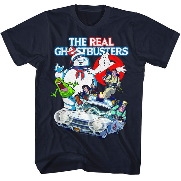 The Real Ghostbusters Tall T-Shirt Collage Navy Tee - Yoga Clothing for You