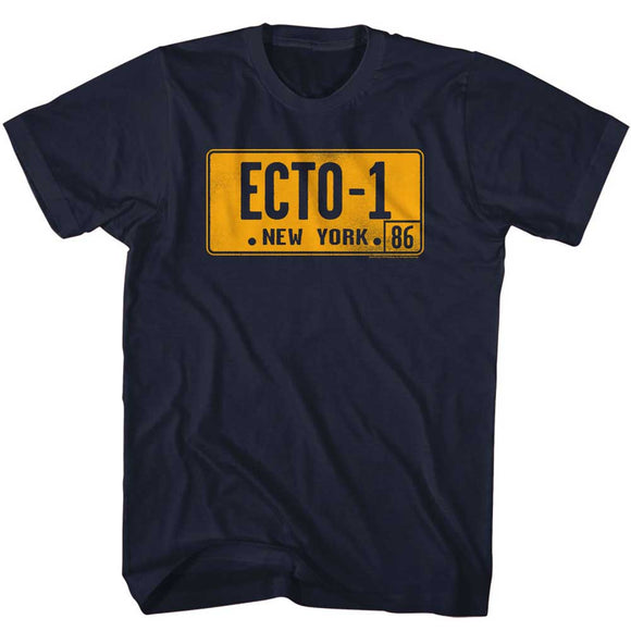 The Real Ghostbusters T-Shirt Ecto 1 License Plate Navy Tee - Yoga Clothing for You