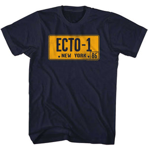 The Real Ghostbusters Tall T-Shirt Ecto 1 License Plate Navy Tee - Yoga Clothing for You