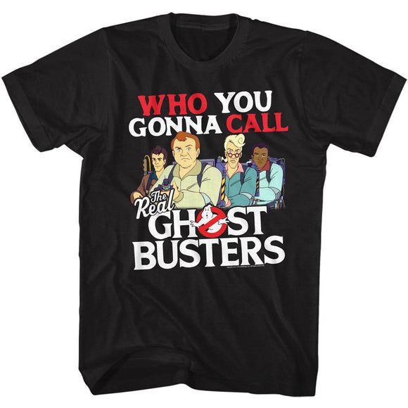 The Real Ghostbusters Tall T-Shirt Who You Gonna Call Black Tee - Yoga Clothing for You