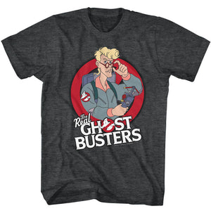 The Real Ghostbusters Tall T-Shirt Egon Spengler Black Heather Tee - Yoga Clothing for You