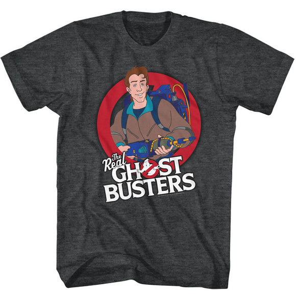 The Real Ghostbusters Tall T-Shirt Peter Venkman Black Heather Tee - Yoga Clothing for You