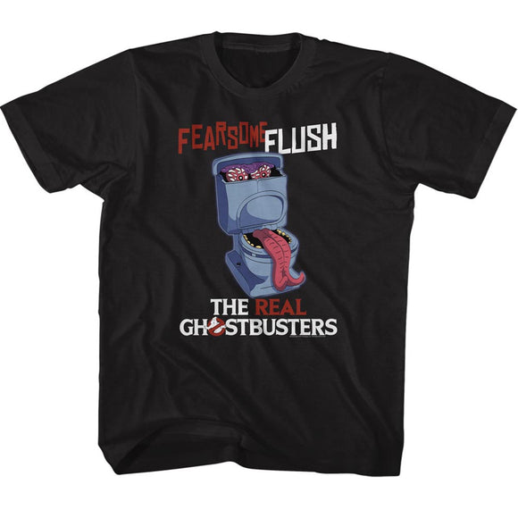 The Real Ghostbusters Kids T-Shirt Fearsome Flush Black Tee - Yoga Clothing for You