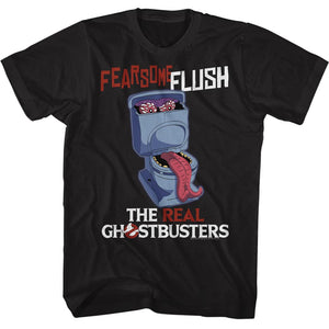 The Real Ghostbusters Tall T-Shirt Fearsome Flush Black Tee - Yoga Clothing for You
