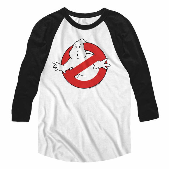 The Real Ghostbusters Raglan Shirt No Ghost Logo White/Black Tee - Yoga Clothing for You