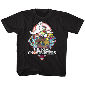 The Real Ghostbusters Kids T-Shirt Characters Black Tee - Yoga Clothing for You