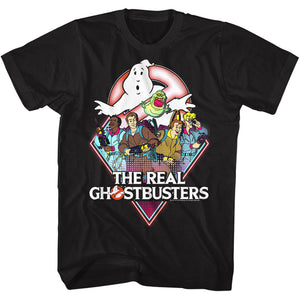 The Real Ghostbusters Tall T-Shirt Characters Black Tee - Yoga Clothing for You