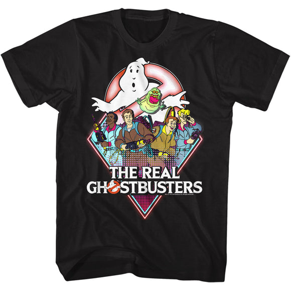 The Real Ghostbusters Tall T-Shirt Characters Black Tee - Yoga Clothing for You