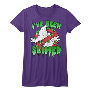 The Real Ghostbusters Juniors T-Shirt I've Been Slimed Purple Tee - Yoga Clothing for You