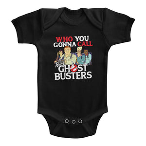 The Real Ghostbusters Infant Bodysuit Who You Gonna Call Black Romper - Yoga Clothing for You