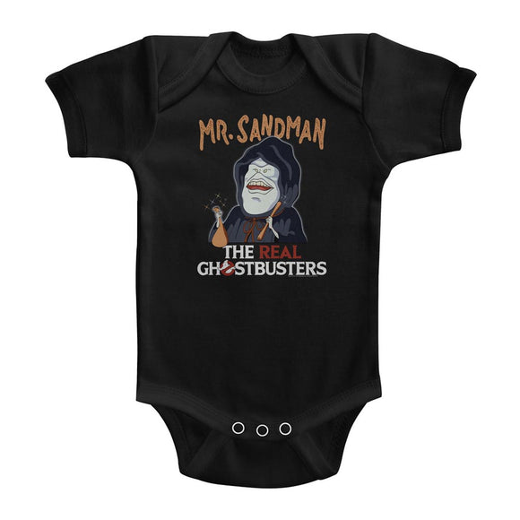 The Real Ghostbusters Infant Bodysuit Mr Sandman Black Romper - Yoga Clothing for You