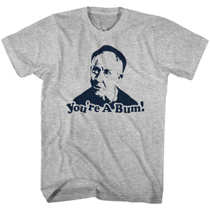 Rocky Tall T-Shirt You're A Bum Coach Mickey Gray Heather Tee - Yoga Clothing for You