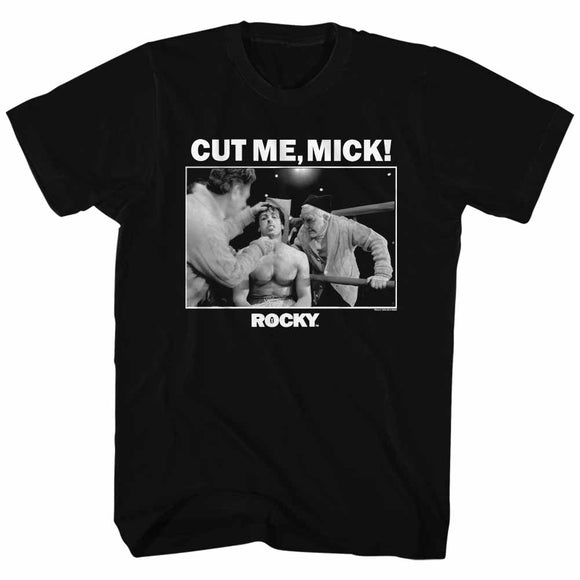 Rocky Tall T-Shirt Cut Me Mick Portrait Black Tee - Yoga Clothing for You