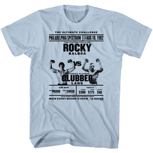 Rocky T-Shirt The Ultimate Challenge Clubber Lang Poster Light Blue Tee - Yoga Clothing for You