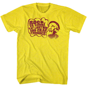 Rocky T-Shirt Rock Ya Gonna Eat Lightnin And Crap Thunder Yellow Tee - Yoga Clothing for You