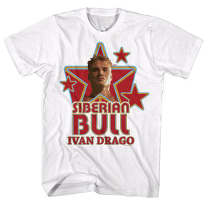 Rocky Tall T-Shirt Ivan Drago Siberian Bull White Tee - Yoga Clothing for You