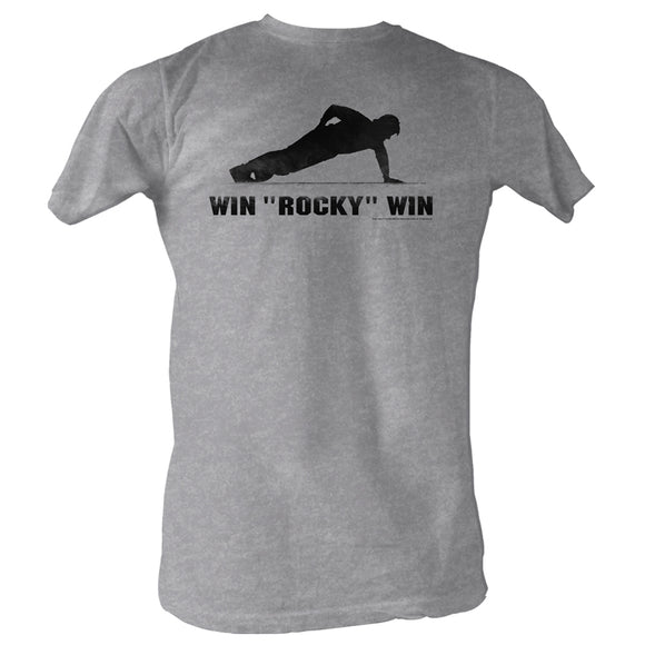 Rocky T-Shirt Win More One Handed Push Up Gray Heather Tee - Yoga Clothing for You